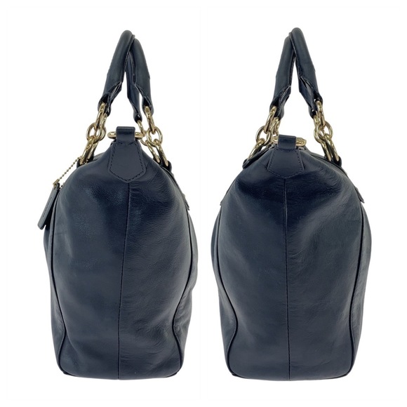 Coach Coach Leather Tote Bag Navy Gold Hardware Leather Tote Bag - Picture 8 of 10